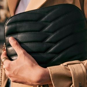 COPY - Sezane Quilted Croco Victor Purse, Black